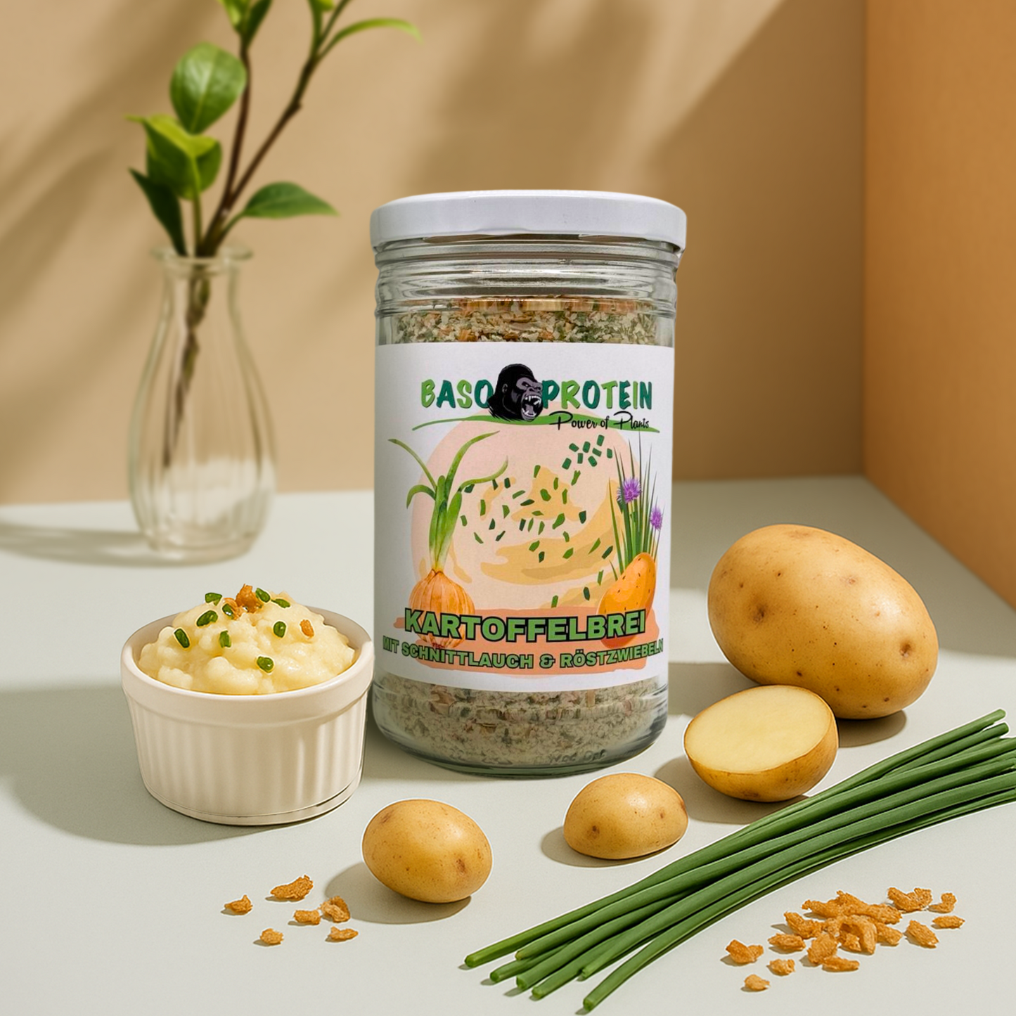 Bio- Kartoffelbrei mit Schnittlauch & knackigen Zwiebeln