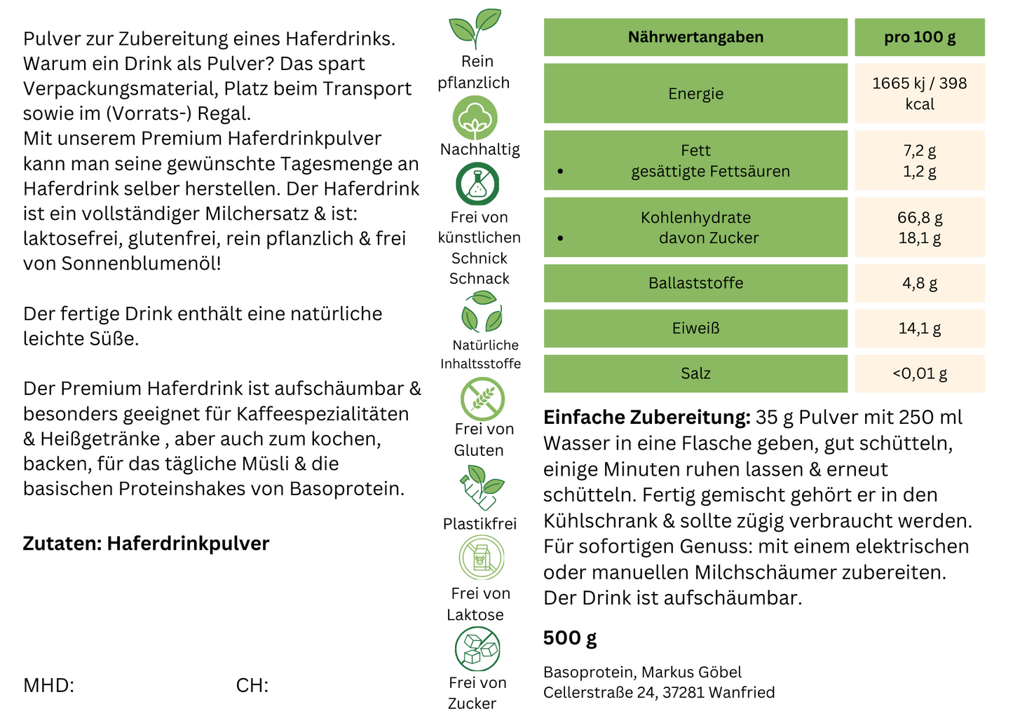 Bio Haferdrinkpulver