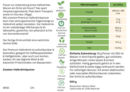Bio Haferdrinkpulver