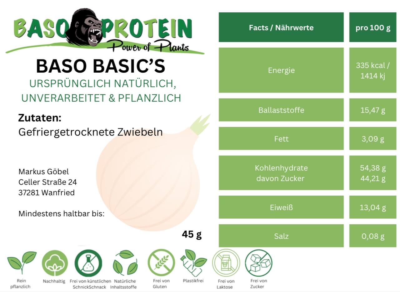 Bio- Zwiebeln gefriergetrocknet