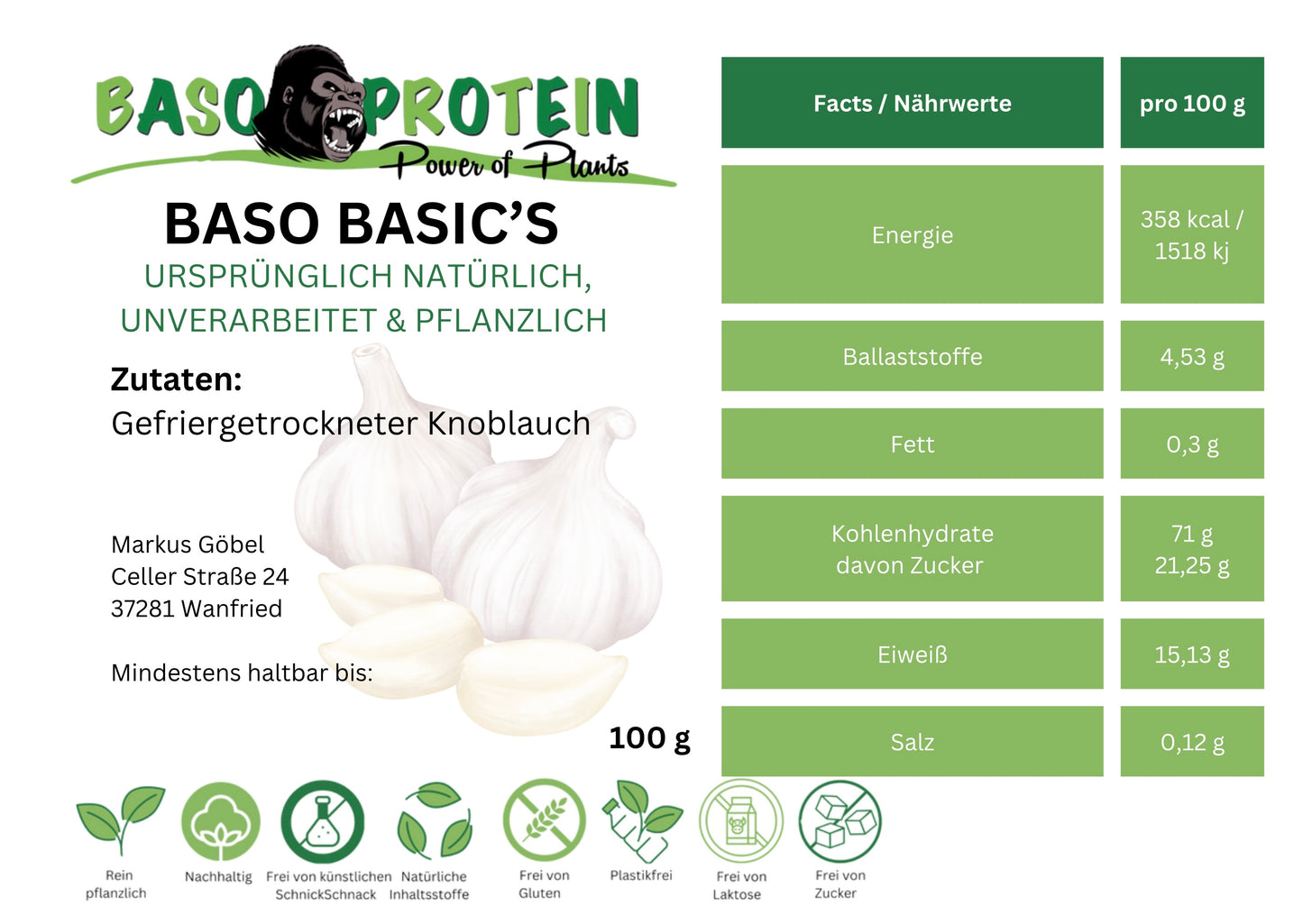 Bio Knoblauch gerfriergetrocknet