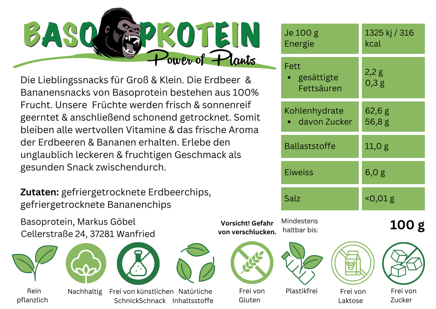 Lieblingssnacks Erdbeer Banane